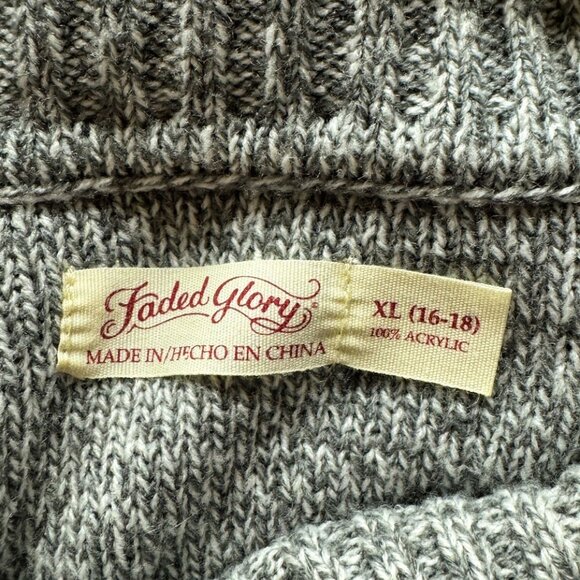 Faded Glory Chunky Cable Knit Sweater Cowl Neck Cozy Fall Winter Gray NEW XL - Picture 4 of 7